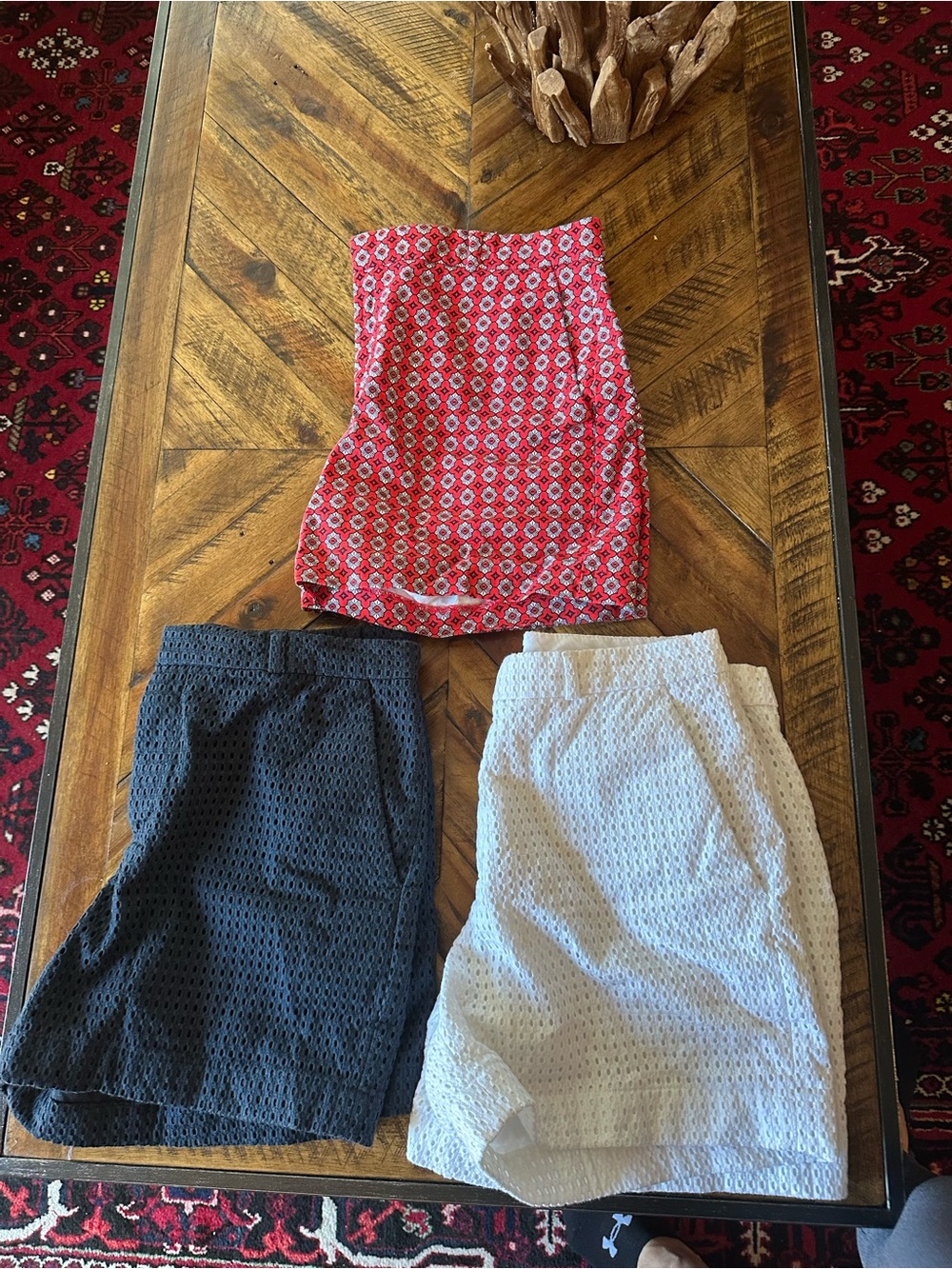 Banana Republic Red and White Patterned Skirt